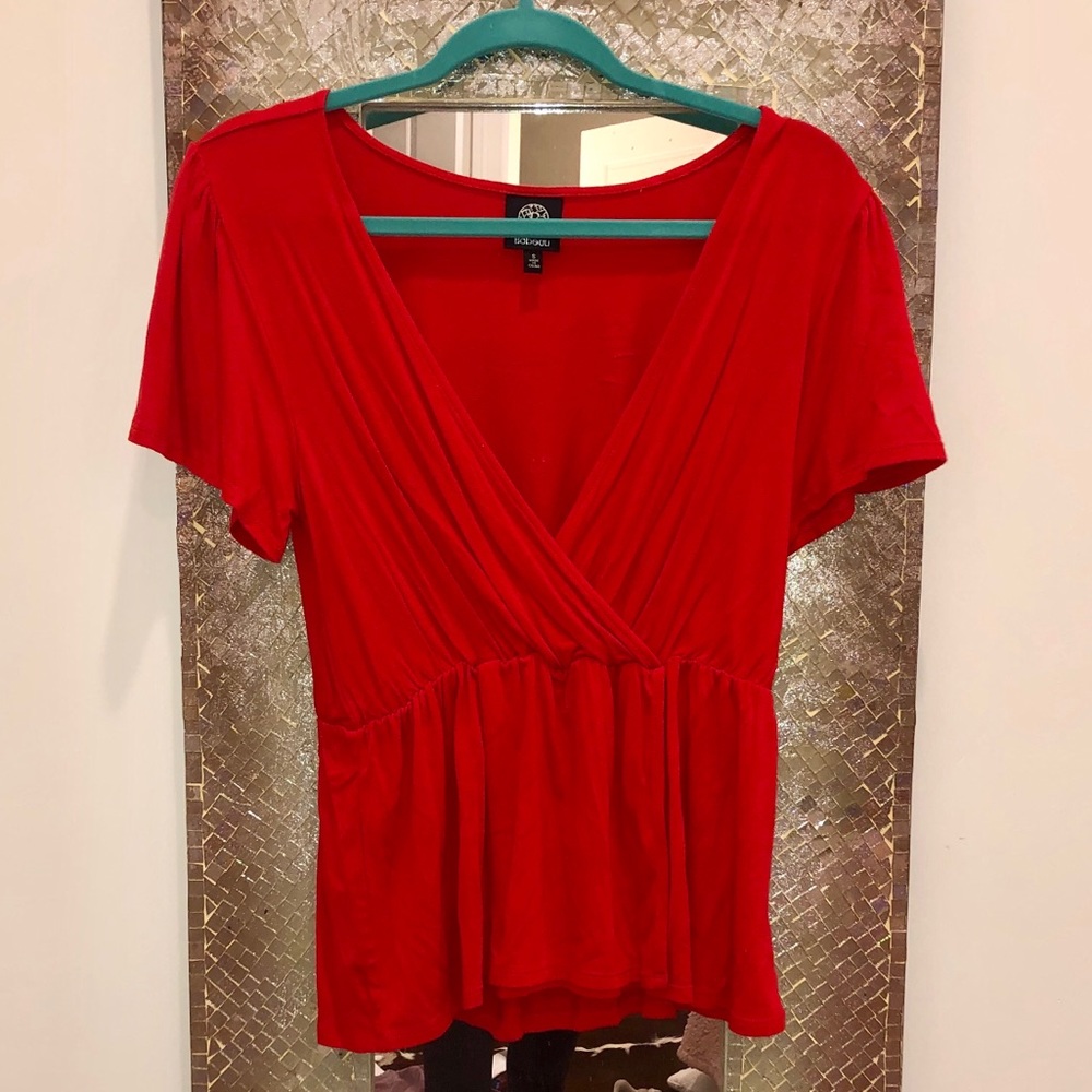 Red, short sleeve shirt